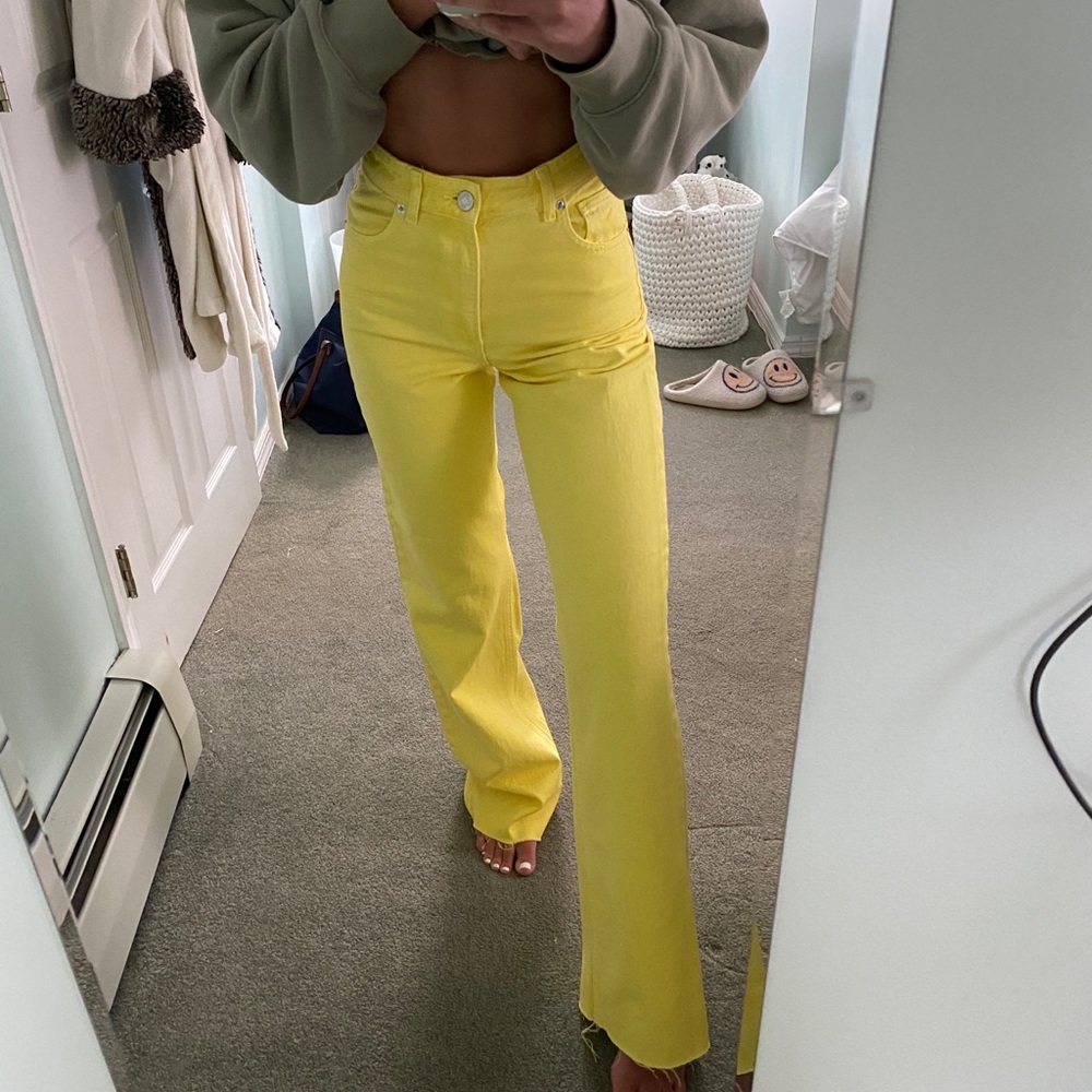 Zara Yellow Wide Leg Jeans